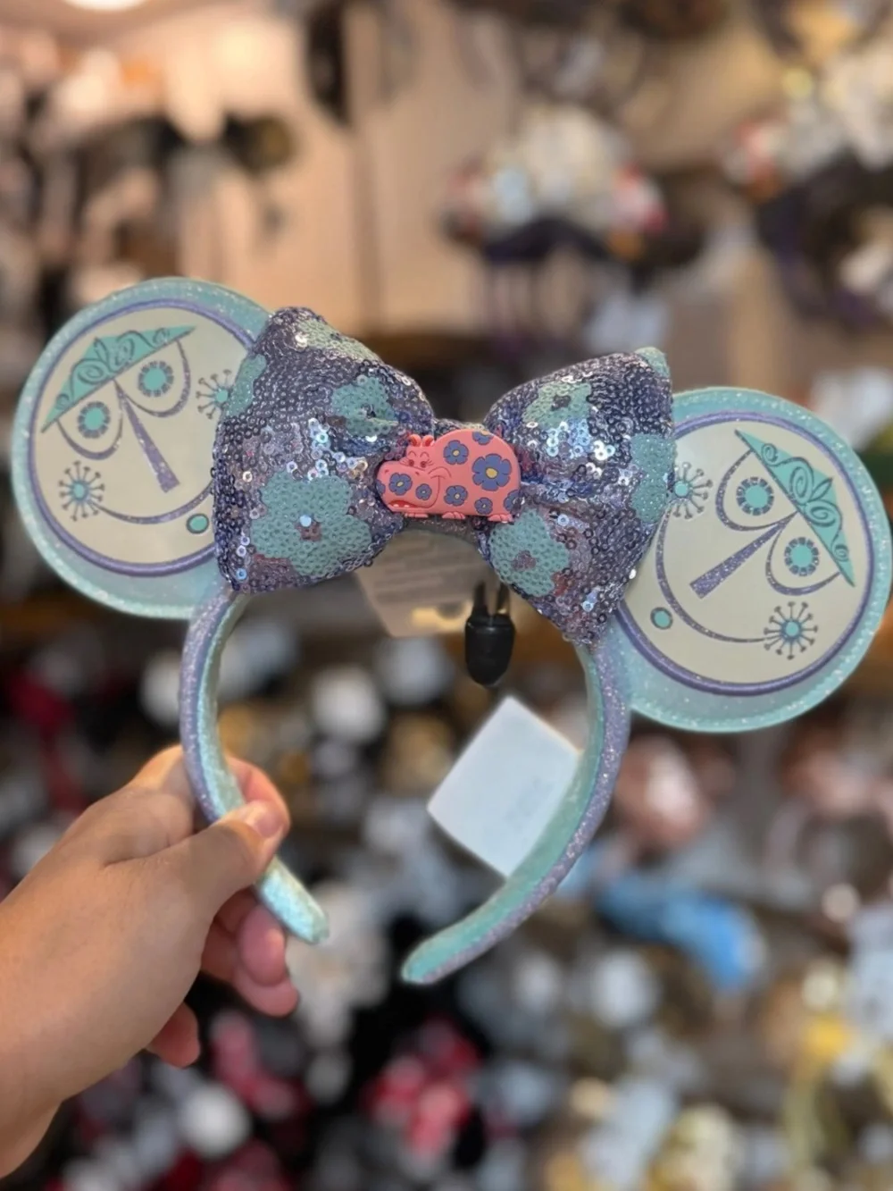 Disney Sequin Bow Ear Headband in Purple & Mint